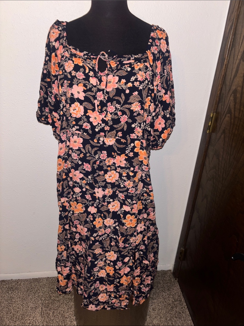 Old Navy Floral Pullover Puff Sleeve Midi Dress Size XXL